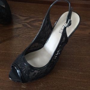 41/2 inch, opened toed, lace heels